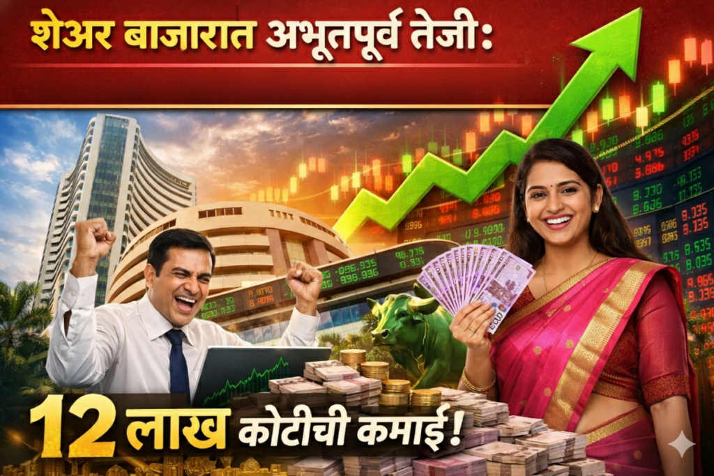 शेअर बाजारात अभूतपूर्व तेजी: गुंतवणूकदारांची एका दिवसात १२ लाख कोटींची कमाई!